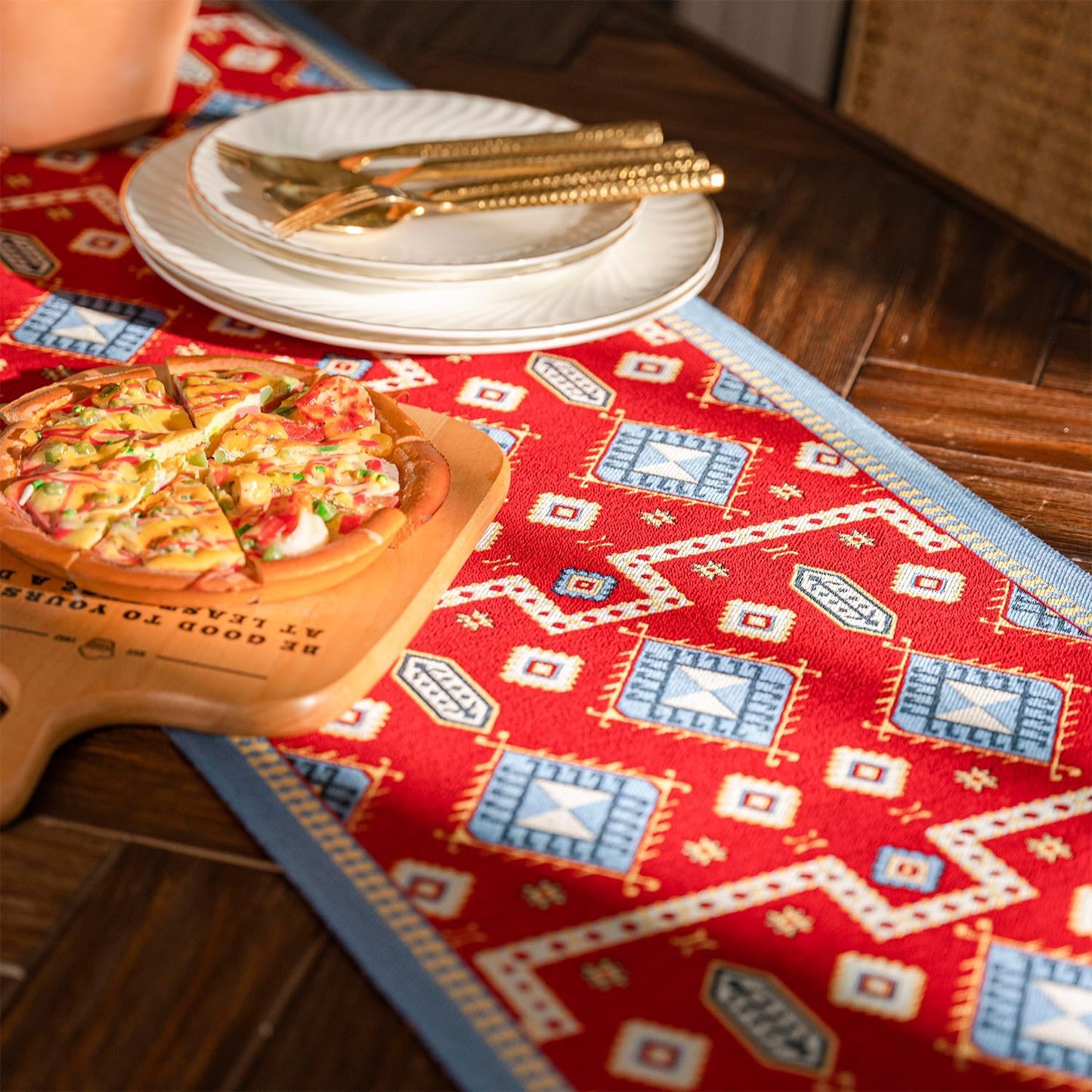 13×72 Inch Table Runner, Retro-Luxury Tassels Series for Kitchen Dining Table Holiday Decoration (Chipset)