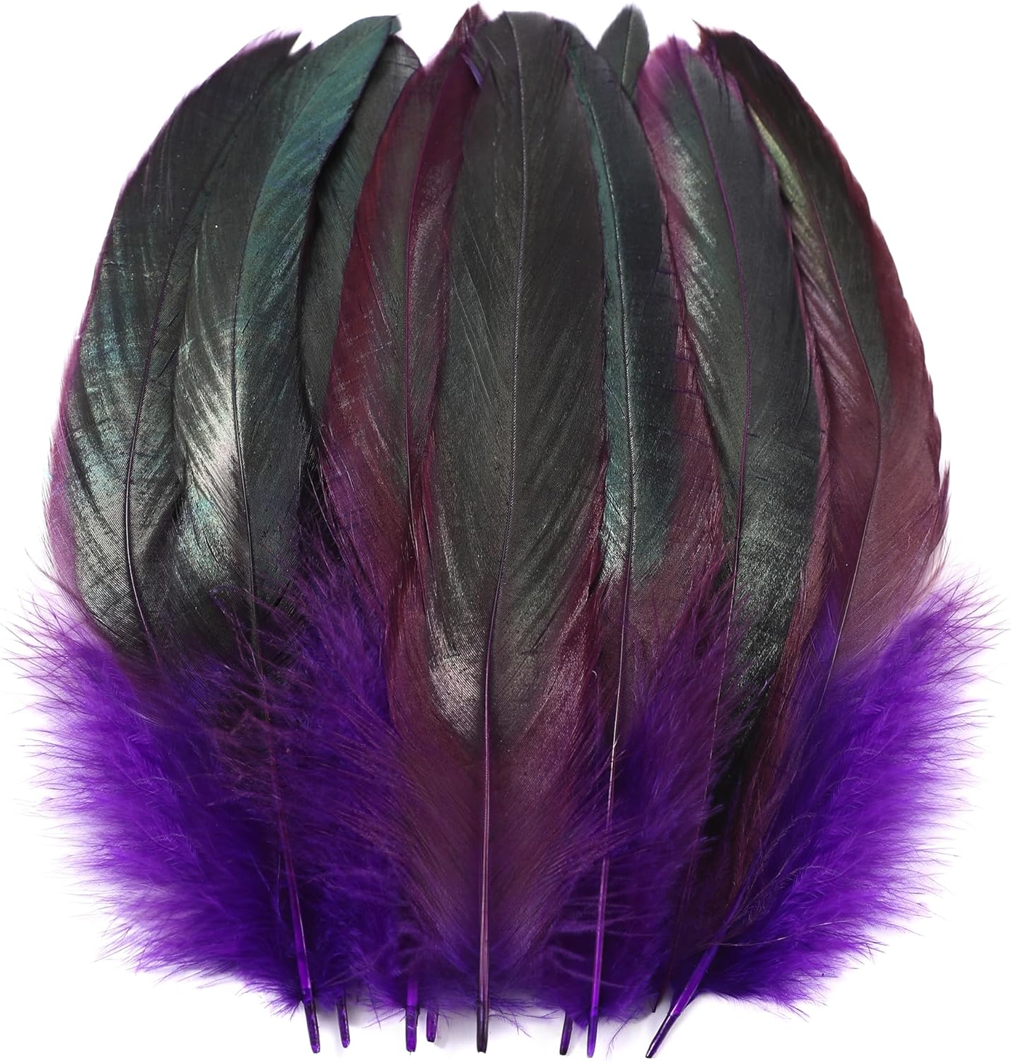 SOGUGOM Purple Rooster Tail Feathers - 200 pcs 5-7 inch Craft Bulk Feathers for Mardi Gras, Costume and Party(Purple)