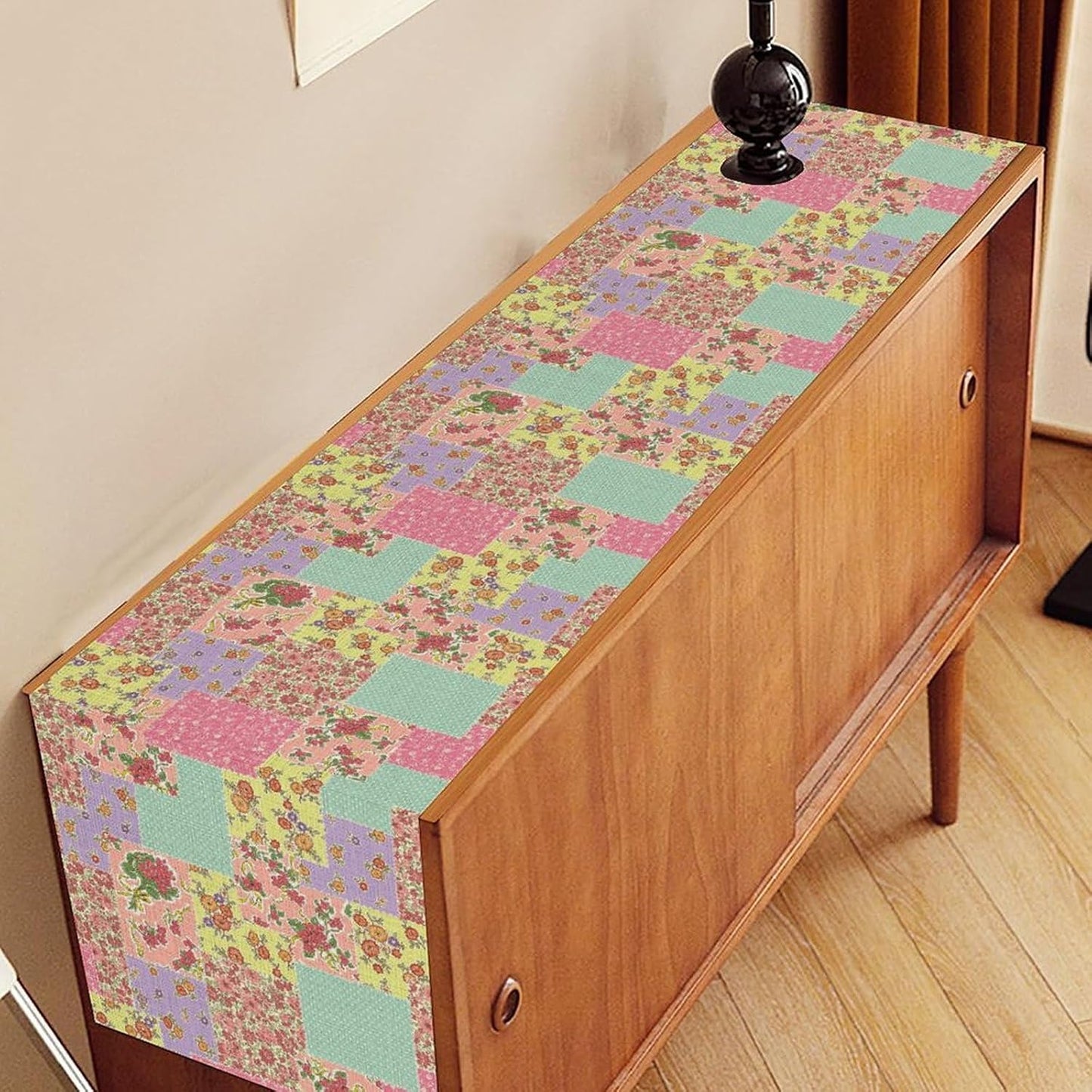 Boho Patchwork Table Runner, Vintage Farmhouse Colorful Wildflowers Bohemian Paisley Flower Table Center Decor for Home Kitchen Dining Patio Holiday Party Indoor Table Decorations, 13"x108" Inch