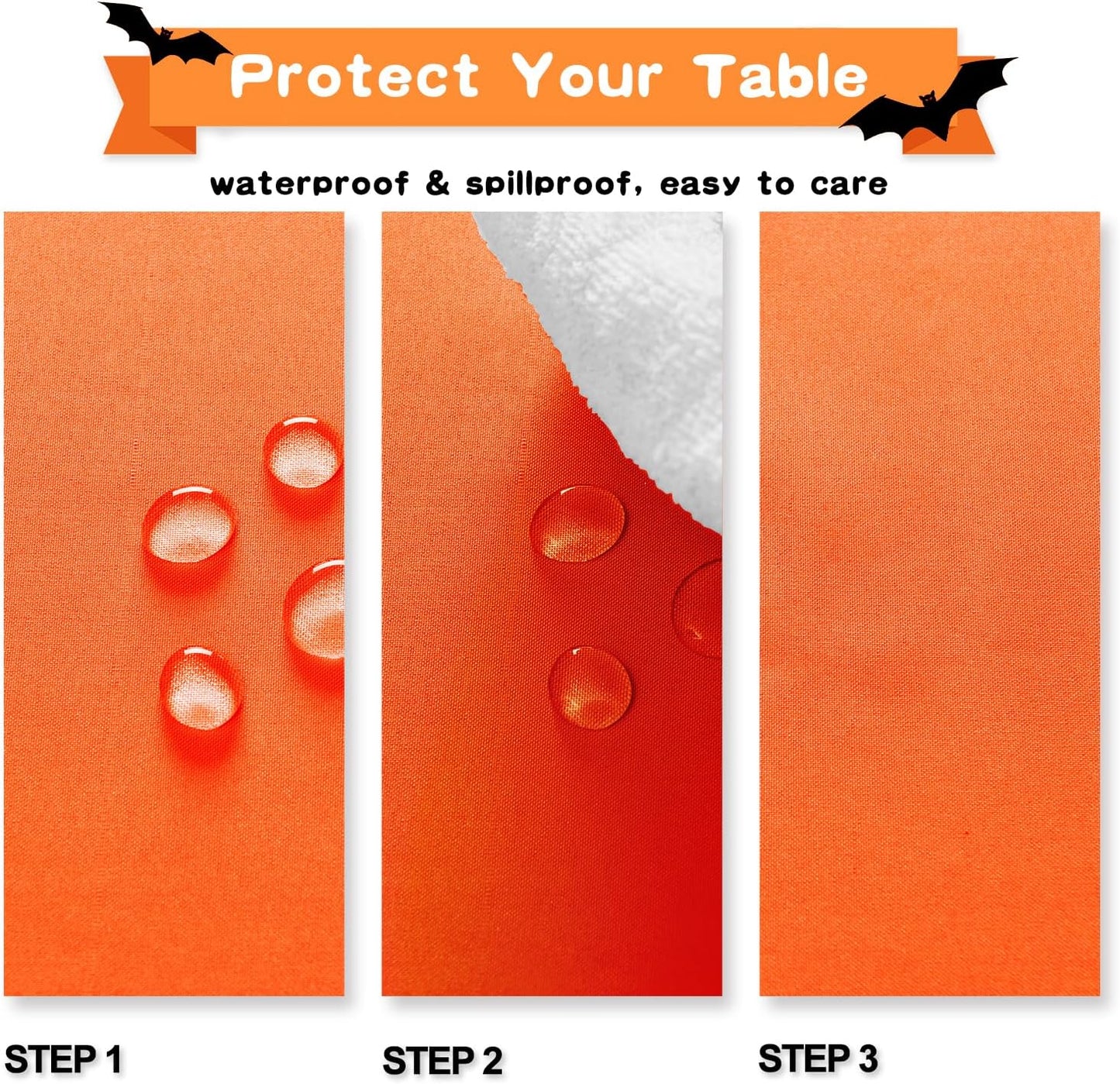 Hiasan Pumpkin Orange Rectangle Tablecloth - Waterproof Washable Polyester Fabric Table Cloth for Buffect Dining Birthday Party Wedding, 70 x 108 Inch
