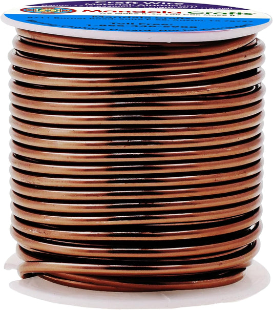 Mandala Crafts 12 Gauge Anodized Aluminum Craft Wire for Jewelry Making - 60 FT Colored Flexible Brown Wire - Bendable for Bonsai Armature Crafting Sculpting