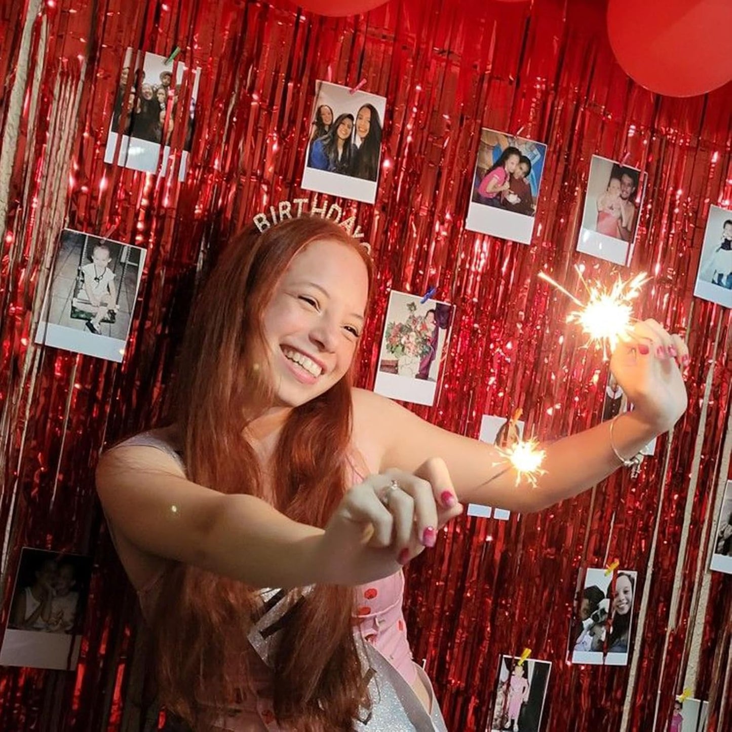 CANREVEL 2 Pack 3.3x8.2 Feet Red Foil Fringe Backdrop Curtains, Tinsel Streamers Birthday Party Decorations, Fringe Backdrop for Stranger Theme Birthday Party Christmas Valentines Day Party