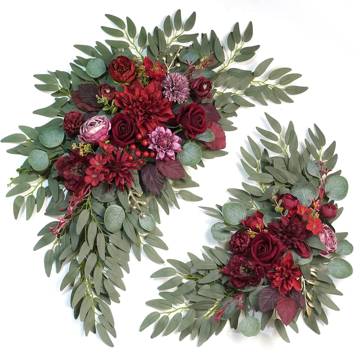 Artificial Wedding Arch Flowers Kit(Pack of 2) for Wedding Arch, Bridal Shower, Ceremony and Reception Backdrop Decoration (Burgundy)