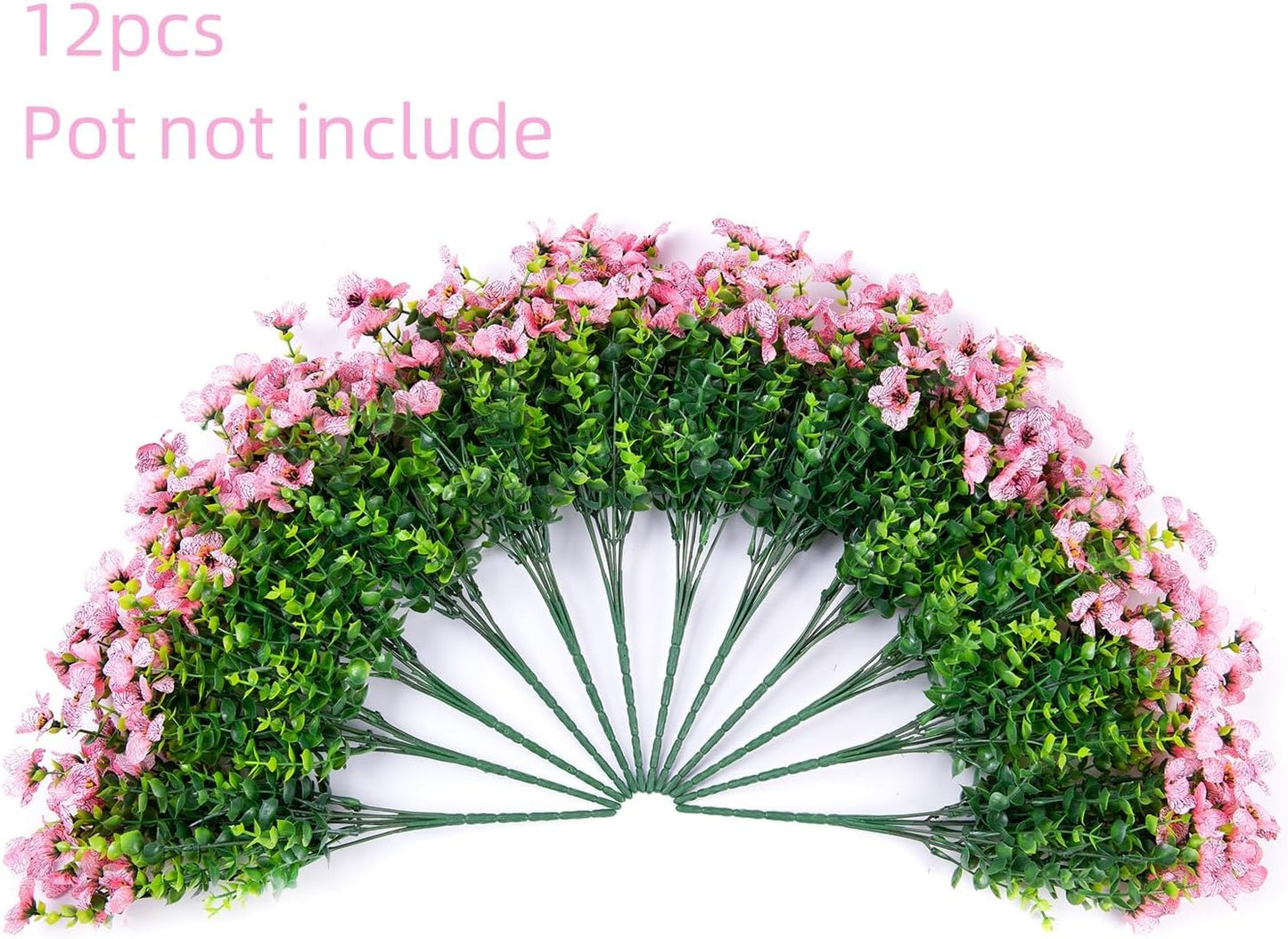HyeFlora Artificial Flowers for Outdoor Indoor Garden Home Decoration, Faux Flower Daisy with Eucalyptus Leaves Fake Plants Greenery Boxwood Porch Patio, 12 Bundles (Pink)