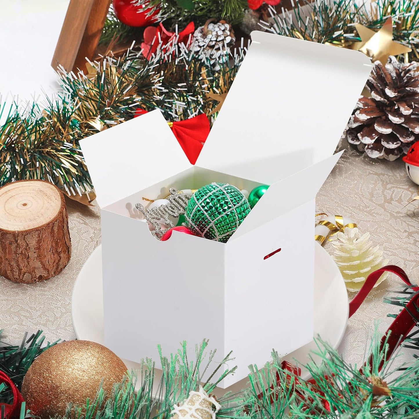 DOYIDE Small Gift Boxes, 20 Pack 5x5x5 Inch White Elegant Paper Boxes with Ribbons, Crafting, Christmas Gift Box Wedding Party Favor, Cupcake, Candy, Bridesmaids Proposal Box