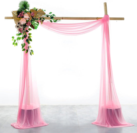 VDS Pack of 1 Panel (30 Inch X 40 Feet) Wedding Arch Draping Fabric Sheer Chiffon Fabric Drapery for Wedding Ceremony Reception Swag Backdrop Canopy Chuppah ARBO Altars Decoration (Coral)