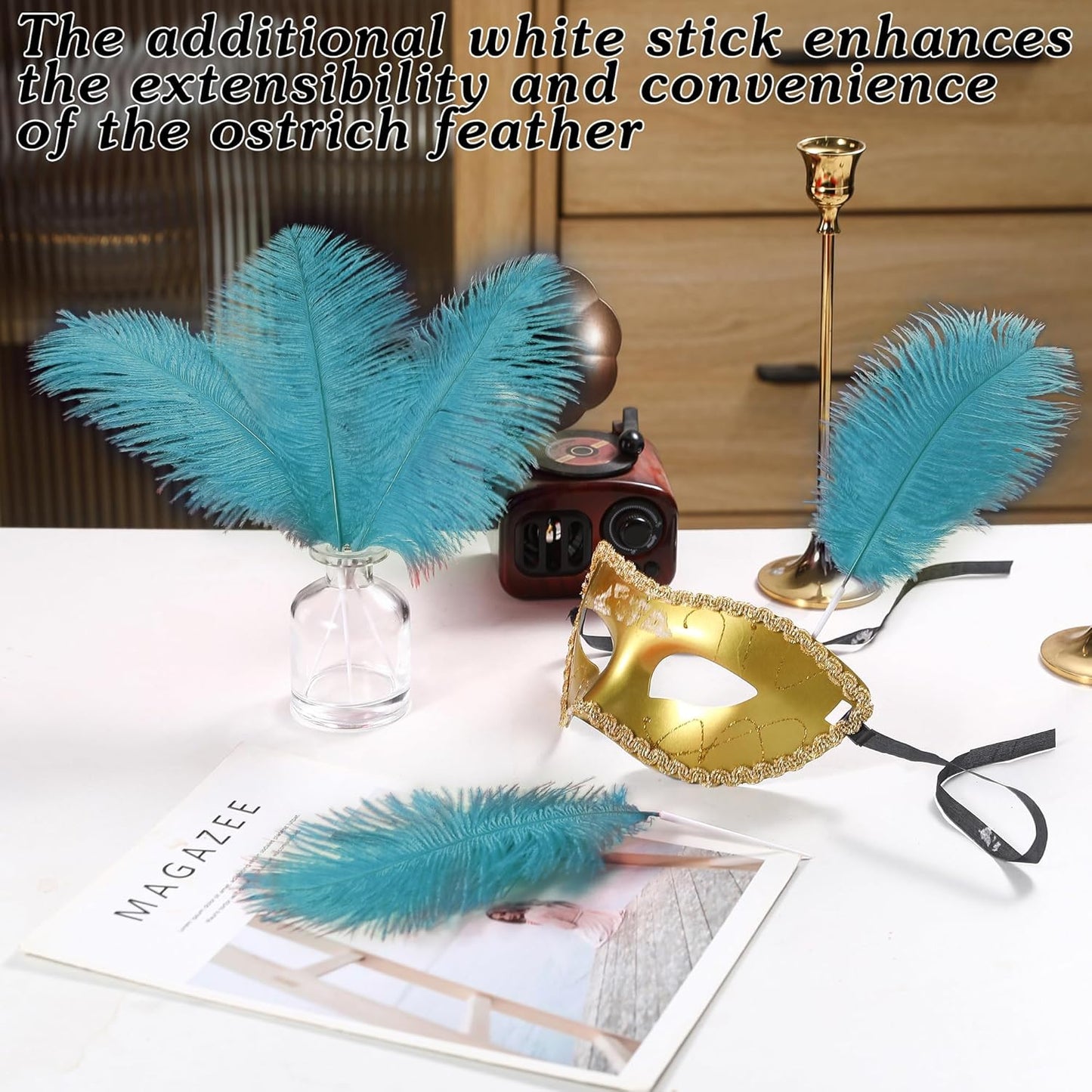 SOGUGOM Turquoise Craft Ostrich Feathers - 30PCS 8-10 inch Ostrich Feathers Kit for Centerpieces, Kindergarten Crafts, Dream Catchers and DIY Projects(Turquoise)