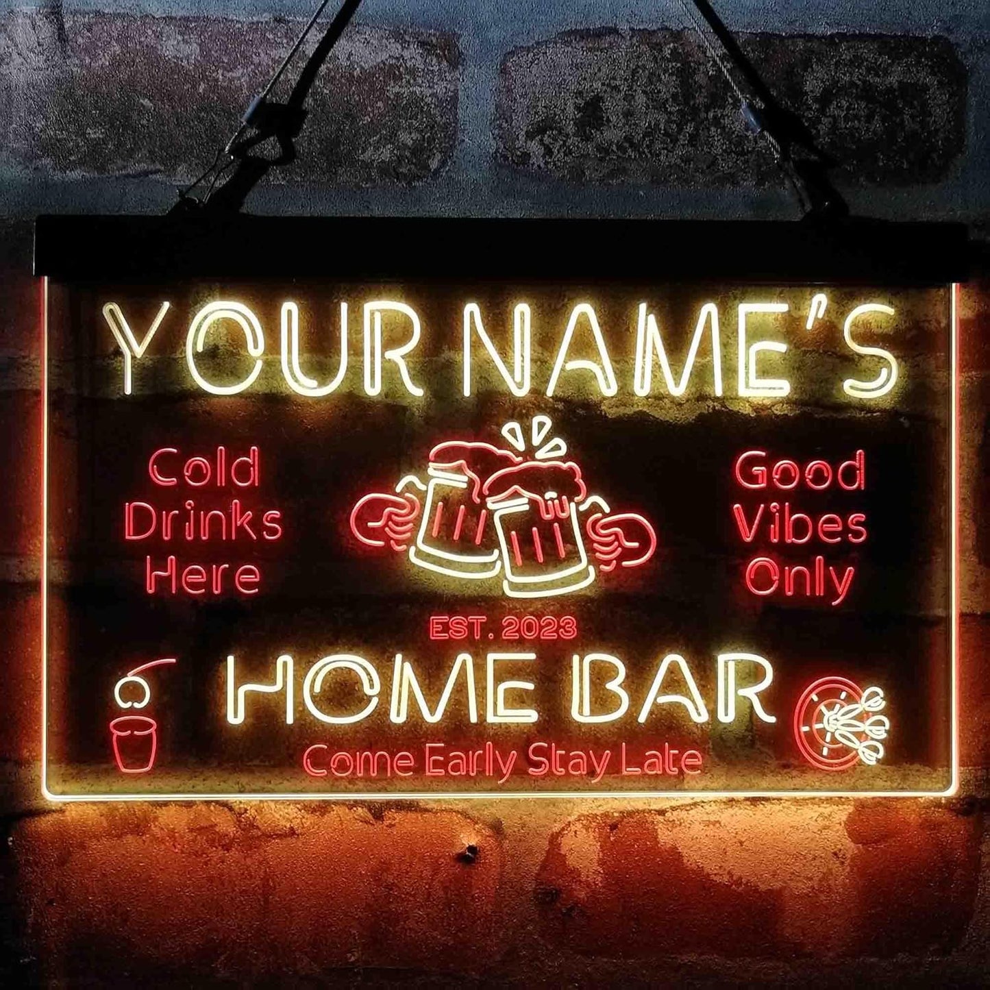 ADVPRO Personalized Your Name Custom Home Bar Beer Established Year Dual Color LED Neon Sign Red & Yellow 12 x 8.5 Inches st6s32-p1-tm-ry