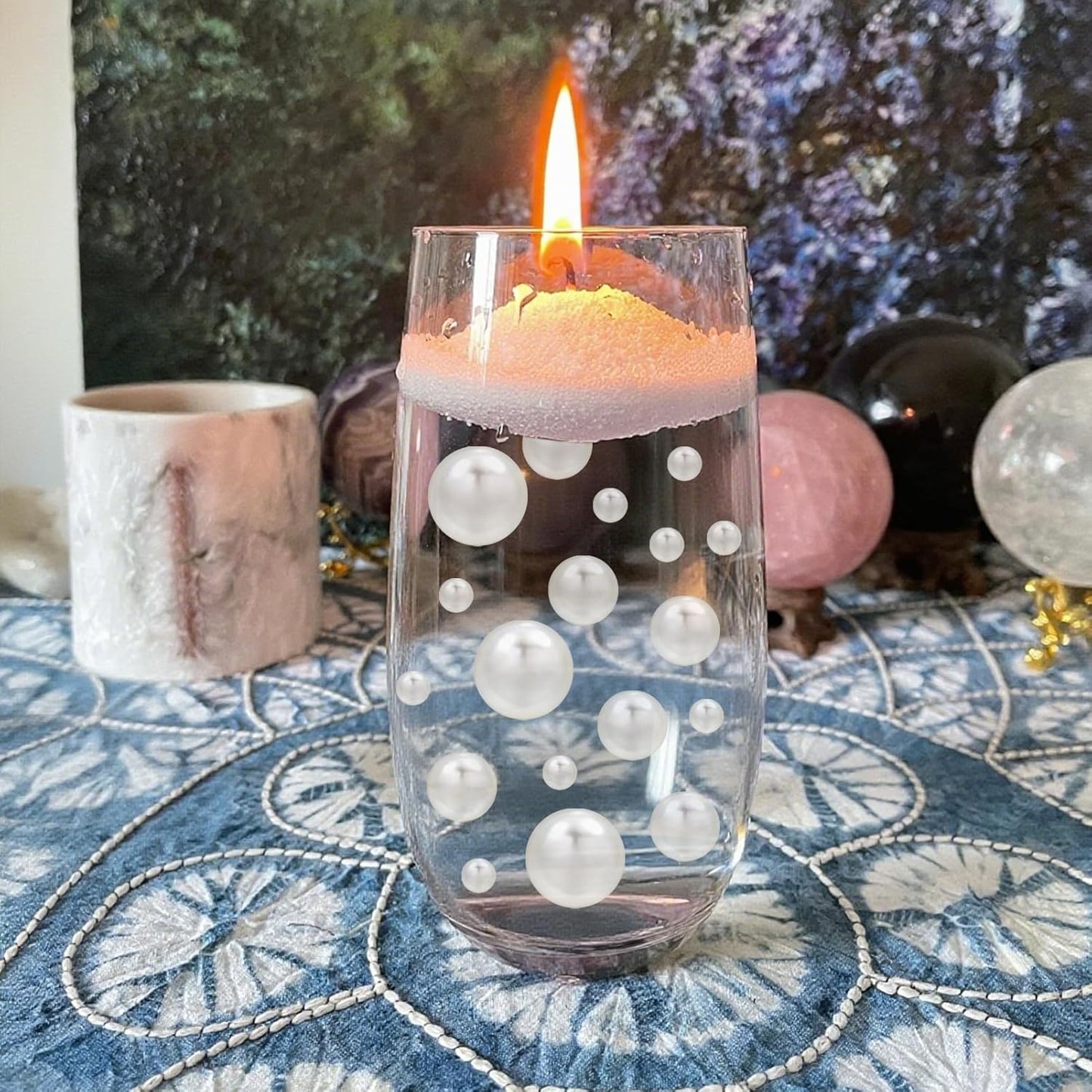 Floating Pearls for Centerpieces Vases, 250PCS Ivory No Hole Fake Pearl Beads and 4000PCS Water Beads for Vase Filler Floating Beads for Wedding Home Party Decoration (Ivory 8/14/20mm)