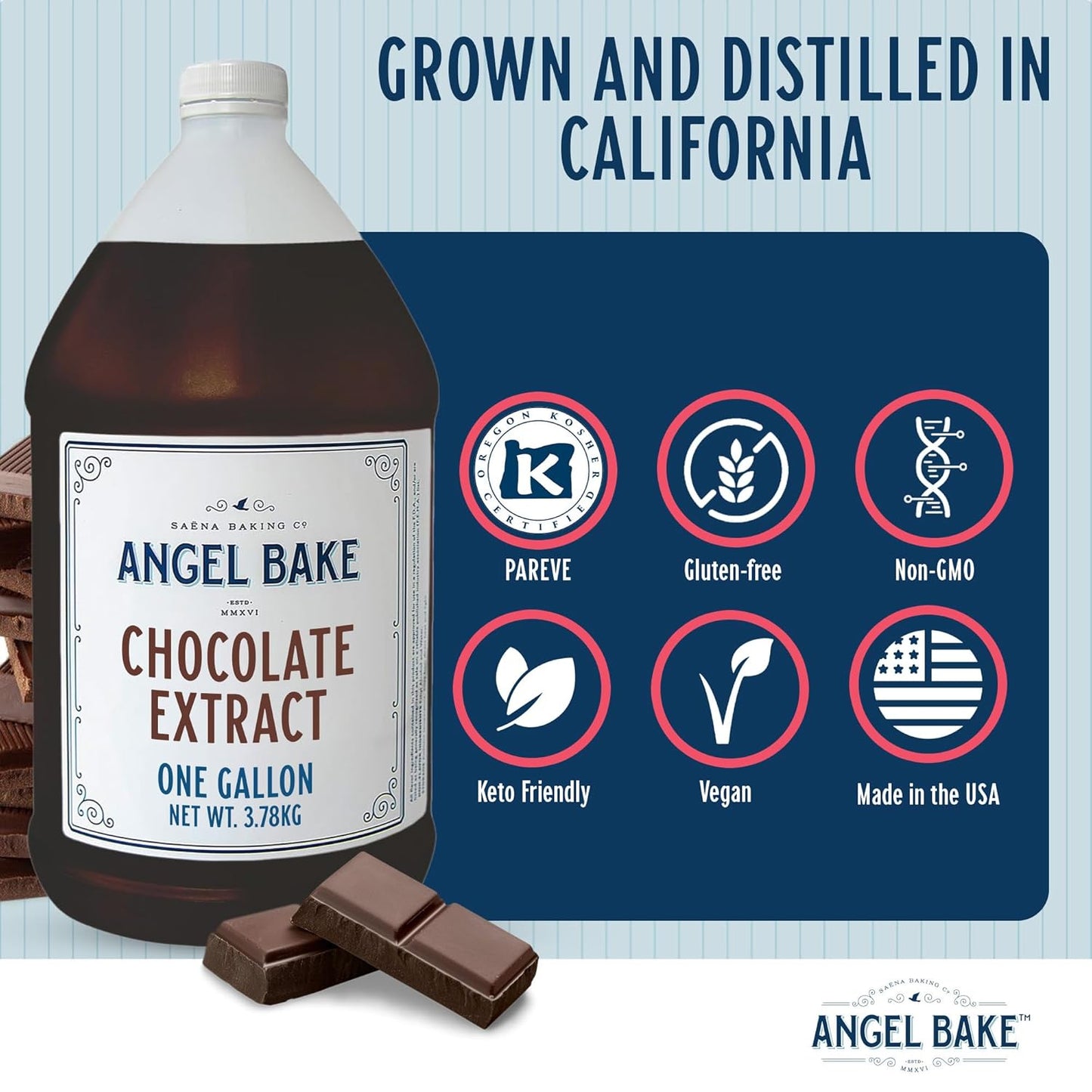 Pure Chocolate Extract, 1 Gallon - Natural Essence for Beverage Formulations, Bulk Manufacturing, Professional Food Developers - Kosher Certified, Vegan, Gluten-Free, Keto Friendly