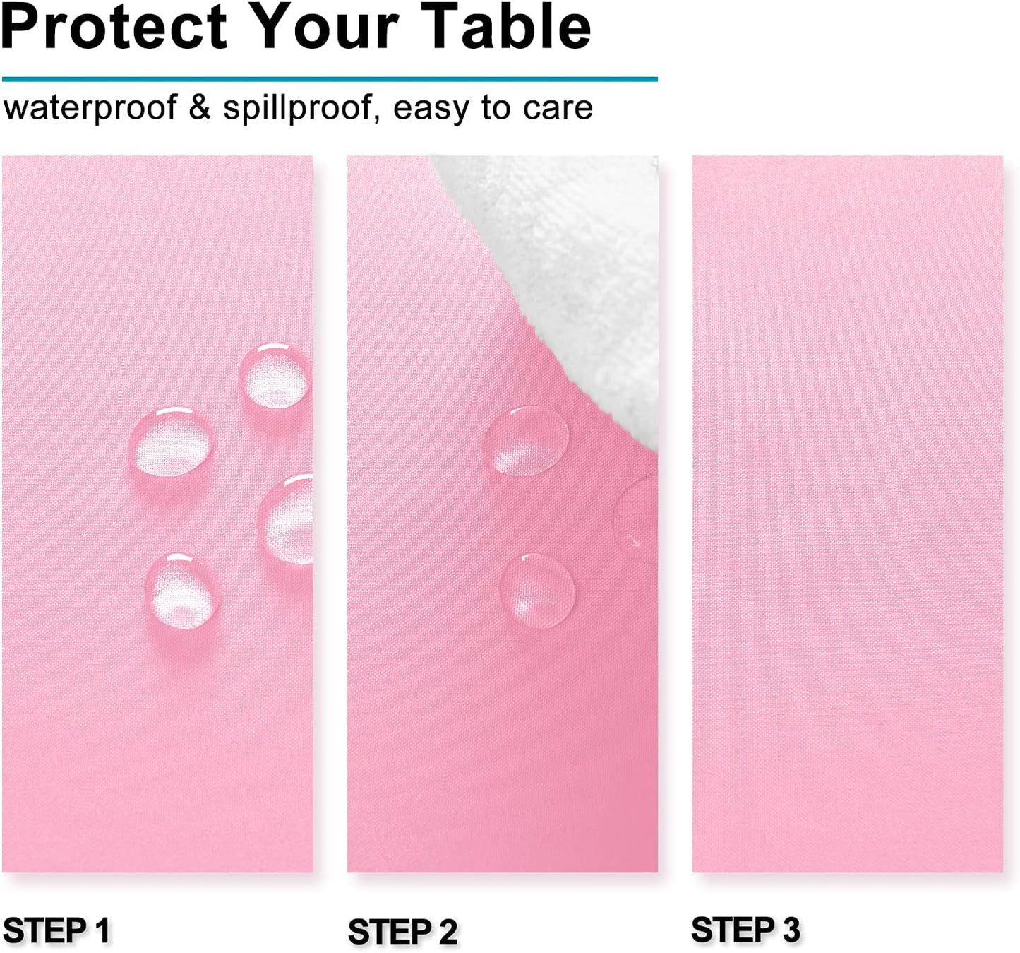 Hiasan Pink Tablecloth Square - Washable Waterproof Fabric Table Cloth for Card Tables, Party and Dining, 30 x 30 Inch