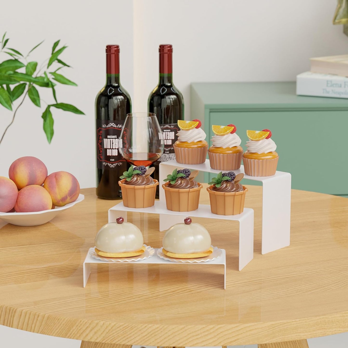 ihomecooker 6 Pc Metal Display Risers Showcase for Shoe Risers Retail Stand Cupcake Stand Dessert Stand (Grayish White)