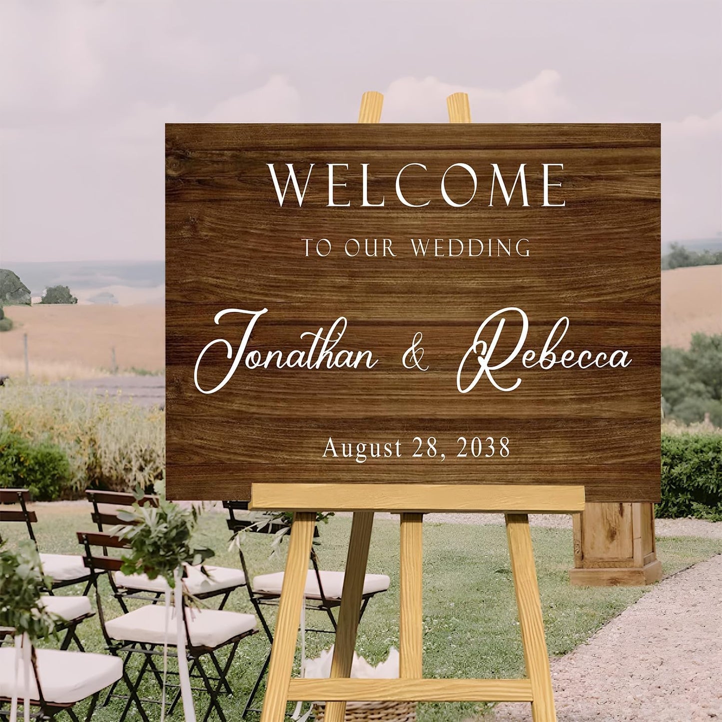 Welcome To Our Wedding Sign, Engagement Party Sign, Stand, Rustic Decorations For Ceremony, Custom Sign