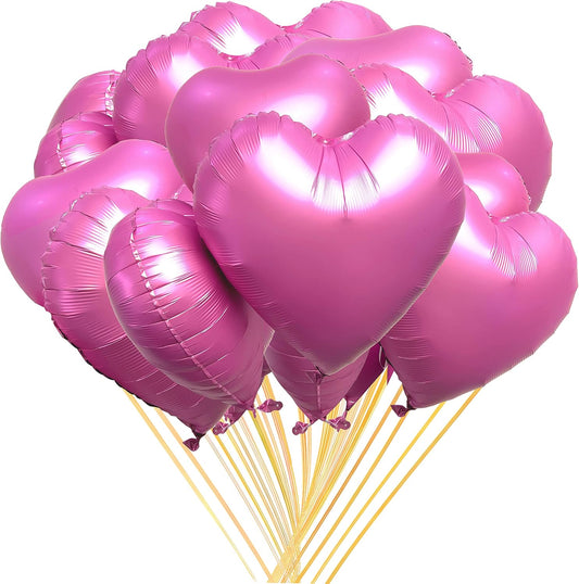 Jonhamwelbor 20Pcs 18 inch Metallic Pink Foil Mylar Heart Shape Balloons Decorations Valentines Birthday Wedding Baby Shower Party (Metallic Pink)