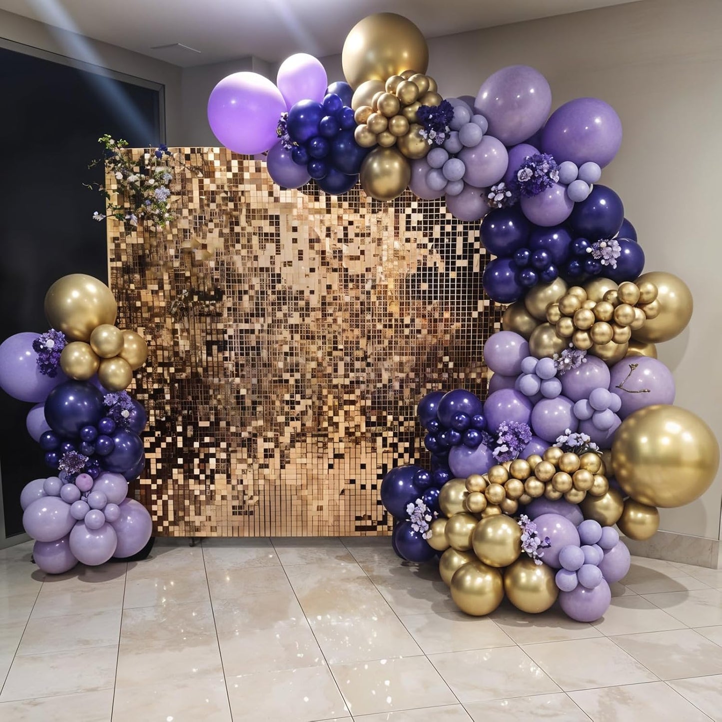 Purple and Gold Balloons, 50pcs Dark Purple Gold Balloons, Macaron Metallic Confetti Balloons For Birthday Baby Shower Graduation Anniversary New Year Retirement Engagement Party Wedding Decorations