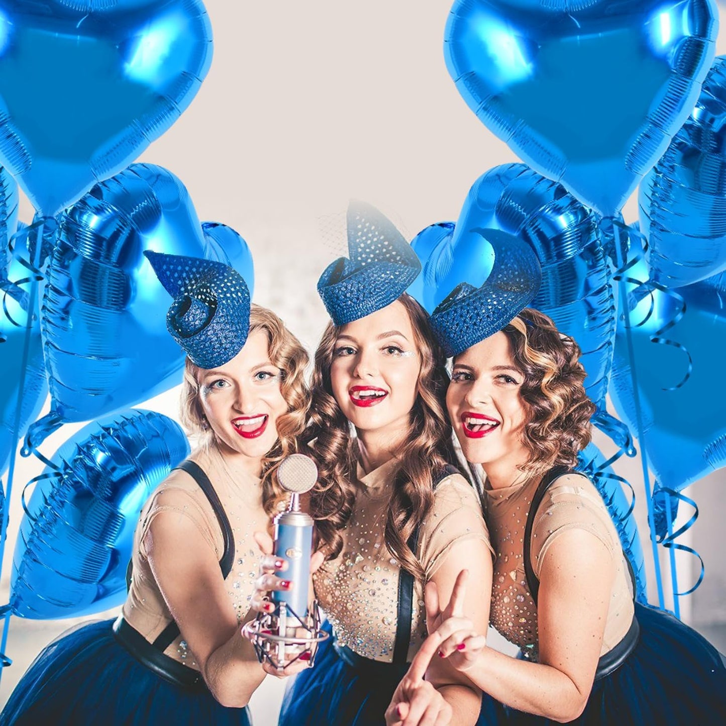 TONIFUL 30Pcs 18 Inch Blue Heart Balloons Blue Heart Shape Foil Mylar Balloons Decoration for Birthday Valentine's Day Wedding Bridal Shower Anniversary Engagement Party Supplies