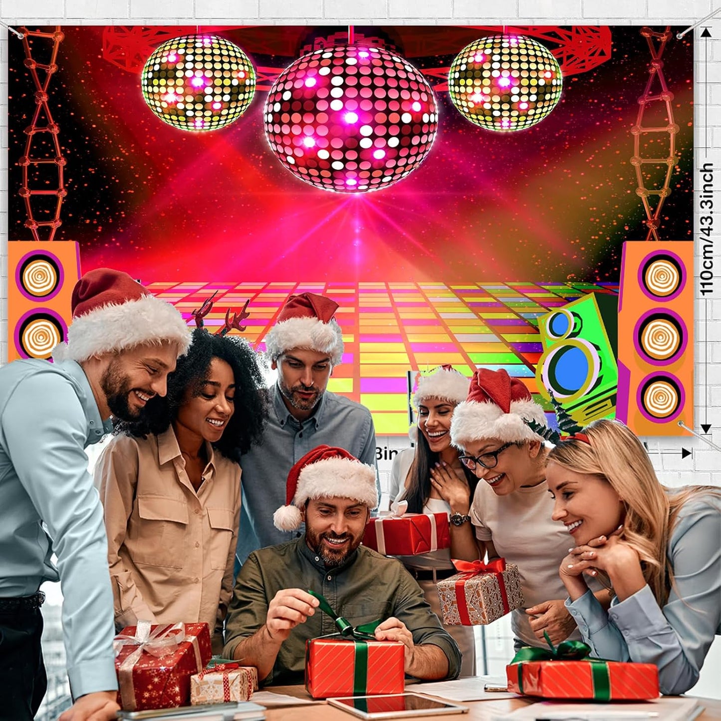 Dance Party Backdrop Retro 80s 90s Theme Stage Dance Ball Music Birthday Party Decoration DJ Photography Background 6 x 4 ft for Baby Shower Picture Photo Shoot Polyester Fabric,Purple