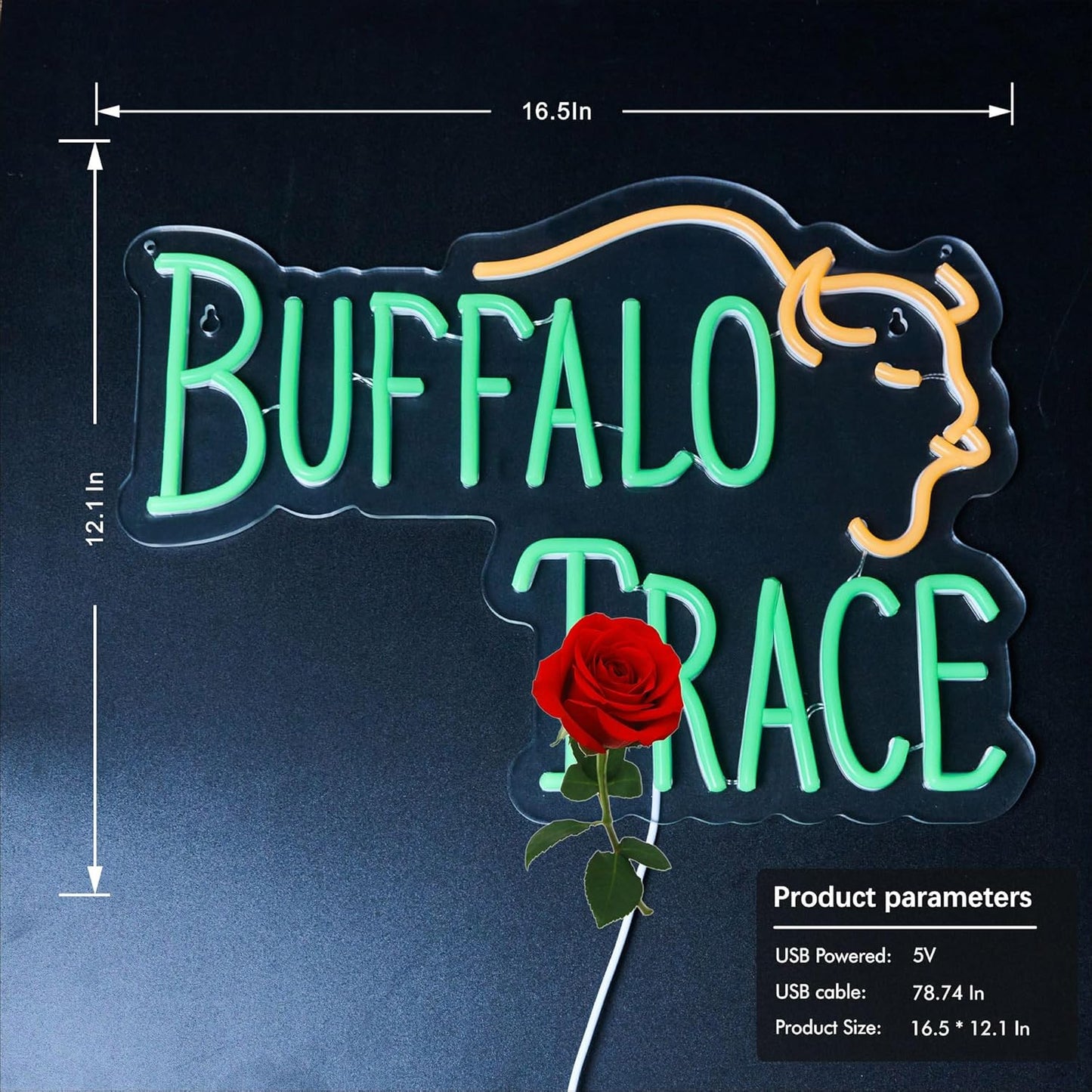 Whiskey Neon Sign for Bar Wall Decor, Buffalo Whiskey Dimmable Light Up Bar Signs for Man Cave Room Decor Bar Shop Pub Bistro Party Hotel Game Room Decor Gifts, USB Powered