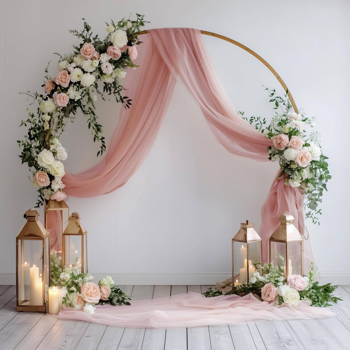 Wedding Arch Draping Fabric 1 Panel 28.7" x 20FT Dusty Rose Sheer Chiffon Backdrop Drapes for Wedding Ceremony Birthday Party Bridal Shower Outdoor Decoration
