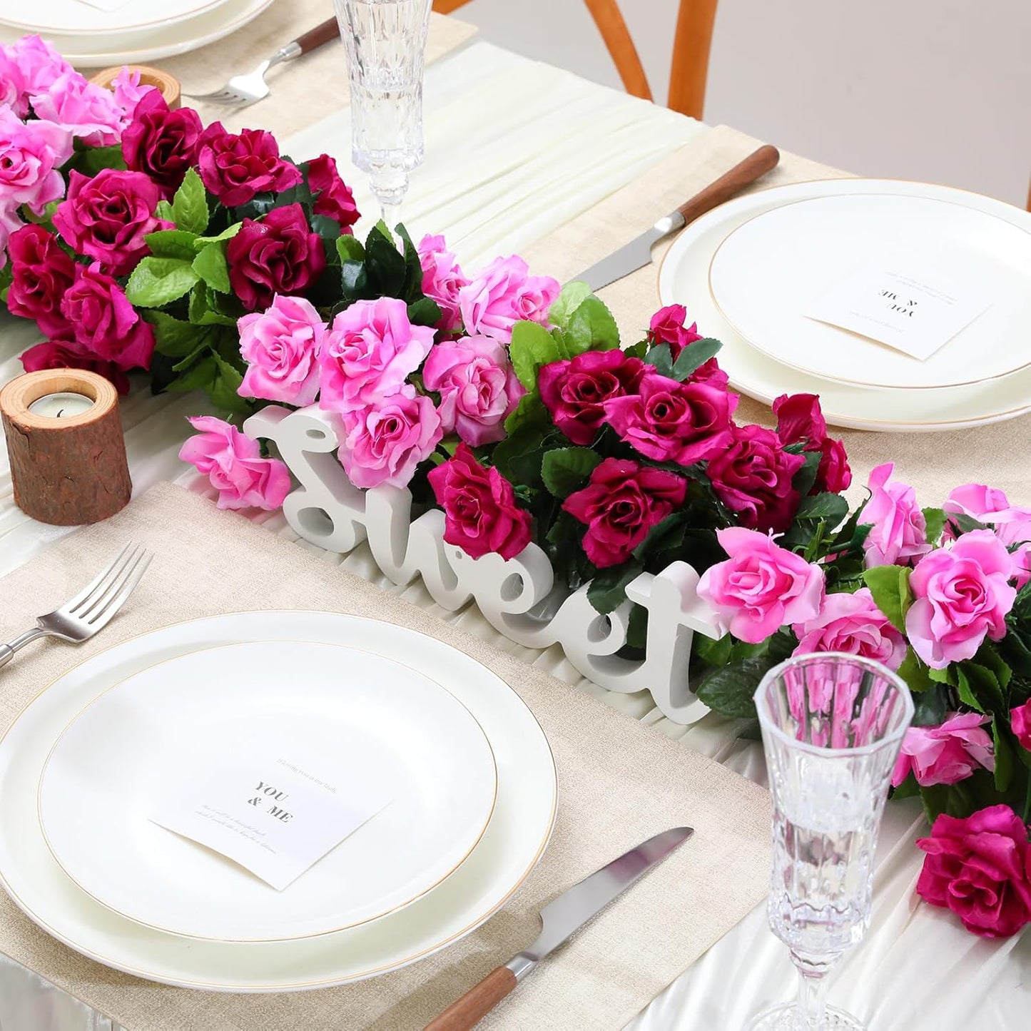 Floweroyal 6 Pack Artificial Flower Garlands 15.8FT Fake Rose Vines Silk Flowers Hanging Rose Ivy for Wedding Arch Party Home Garden Wall Decor (Fuchsia)