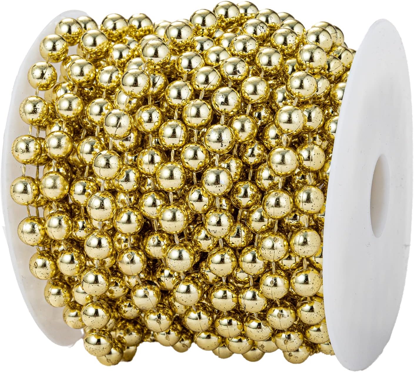 8mm Crafts Faux Pearl Beads Garland Pearl Bead Roll Strand of Pearls to Decorate Floral Centerpieces Wedding Party Favor Christmas Tree(33 Feet Gold)