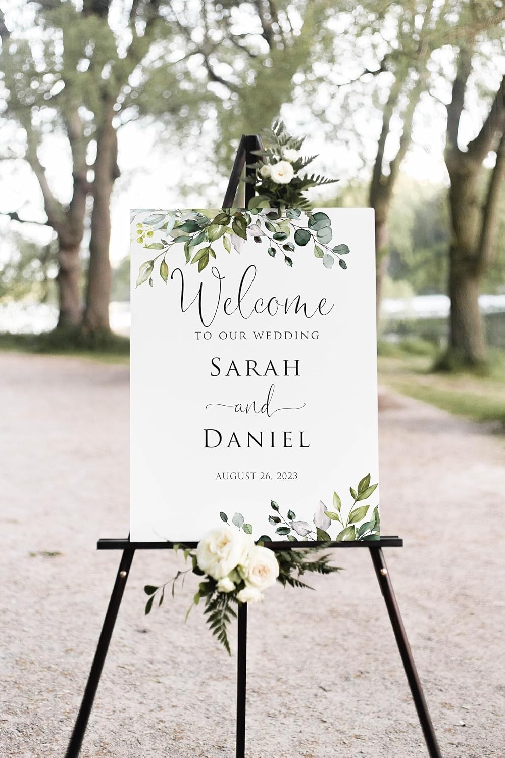 Wedding Welcome Sign, Botanical Wedding Welcome Sign, 12" x 18" (Small), 27" (Medium), 36" (Large), Plastic, Modern, Pole Mount, Weather