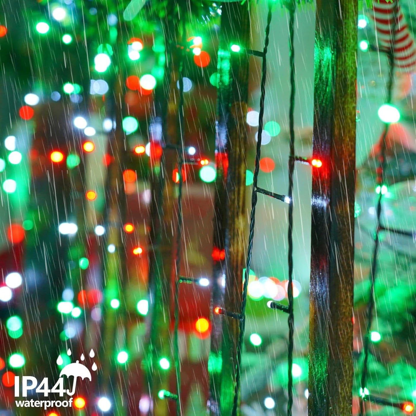 YEGUO 165ft 500 LED Christmas Lights Outdoor Waterproof, 8 Modes Red White and Green String Lights Plug in, Green Wire Twinkle Tree Lights Indoor with Timer Memory