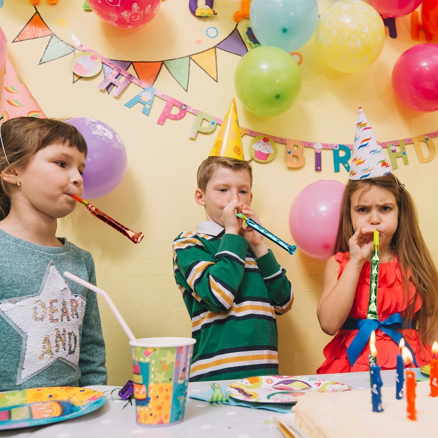 Party Blowers, 25 PCS Party Blowers for Kids, Party Blowouts, Party Noise Makers Horns, Birthday Blowers Noisemakers Blow Horns Party Whistles Favors for Birthday Christmas New Years Events