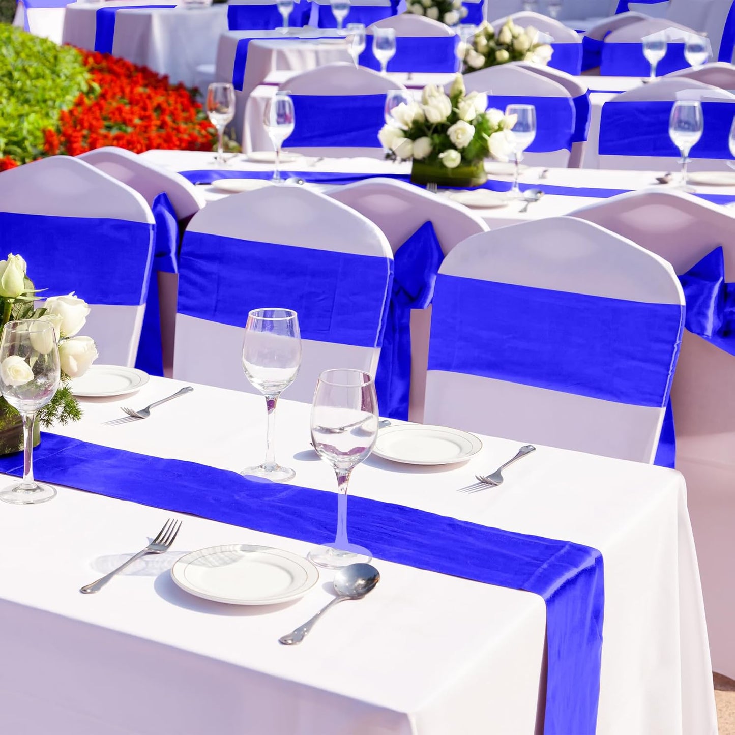 Aneco 16 Pack Satin Table Runner 12 x 108 Inch Dark Blue Long Wedding Satin Silk Table Runner for Wedding Banquet Graduations Birthday Party Decoration