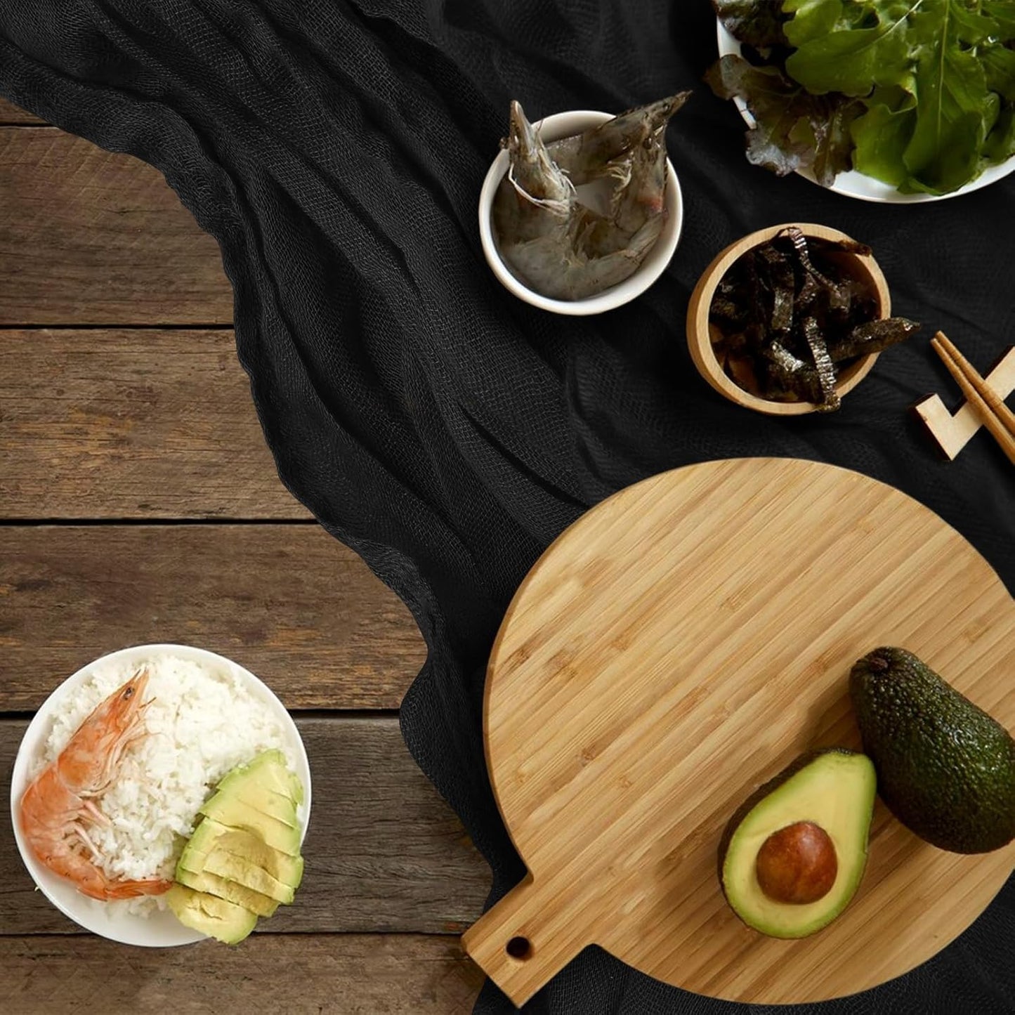 12 Pack Cheesecloth Table Runner 10Ft Christmas Gauze Boho Table Runners for Wedding Decor Bridal Shower Decorations Baby Shower Party(35" x 120")(Black)