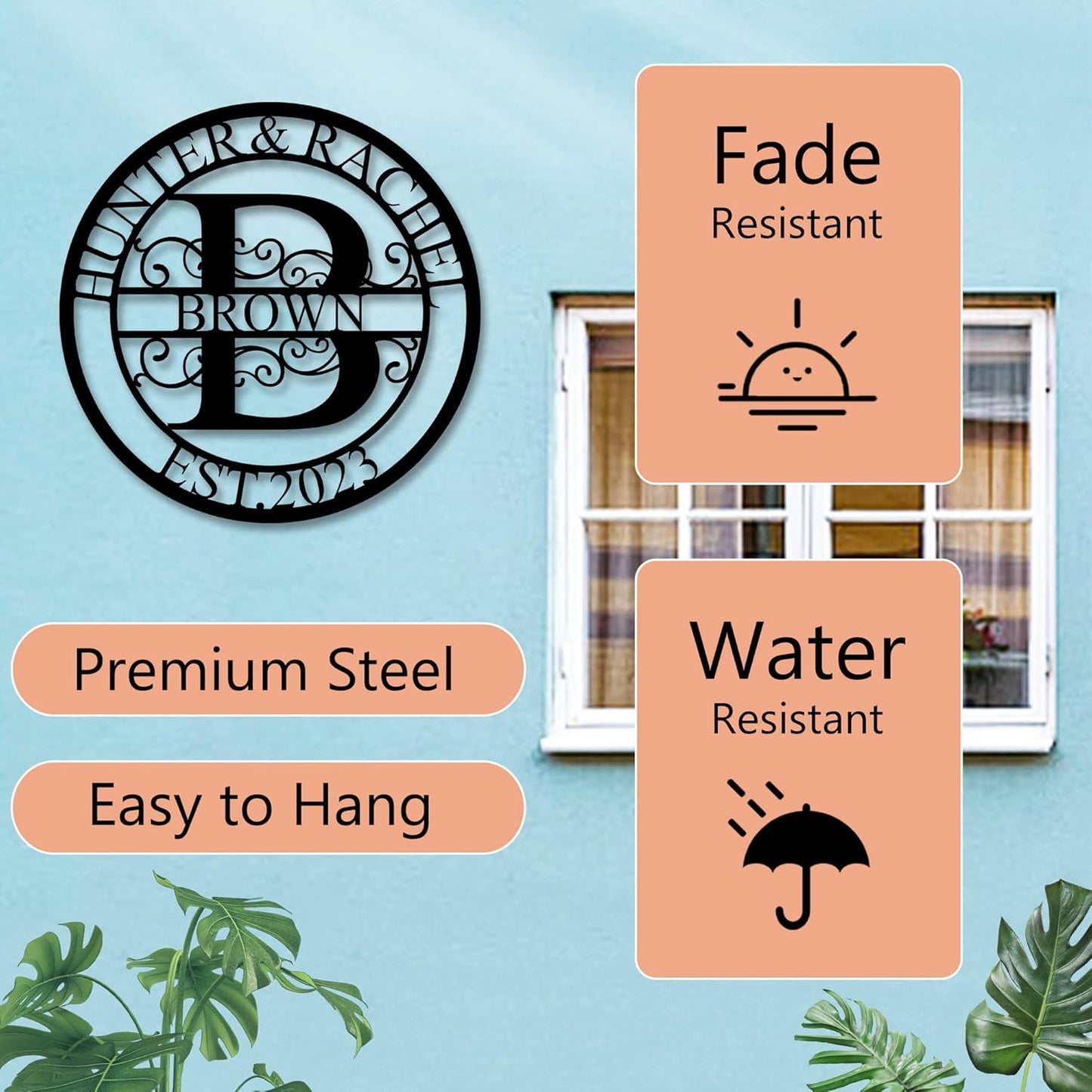 Custom Metal Sign - Family Name Sign - Personalized Metal Signs for Outdoor - Split Letter Monogram Wall Decor - Metal Wall Art - Wedding Gift for Couples