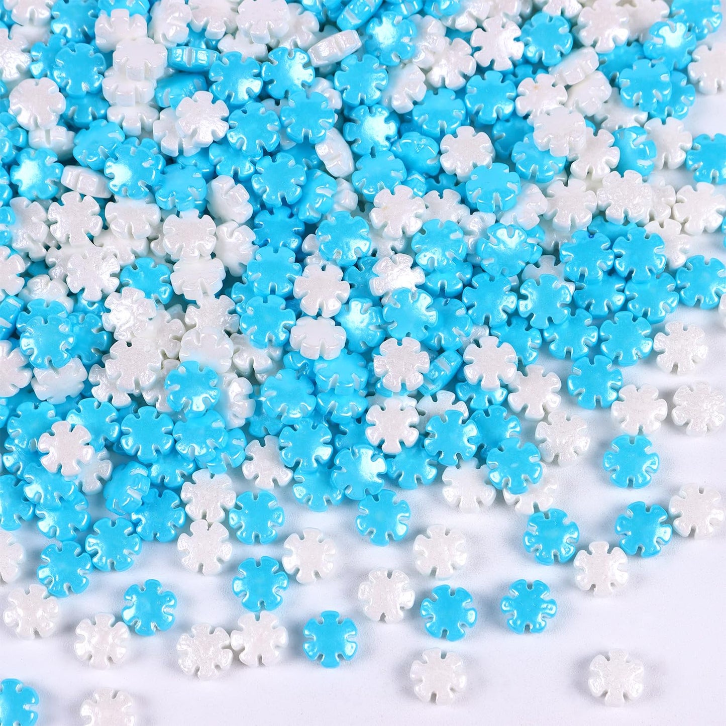 Snowflake Sprinkles Edible, Winter Sprinkles, Blue and White Snowflake Sprinkles, Frozen Sprinkles for Christmas Cookies, Cupcakes, Strawberries, Chocolate, and Ice Cream(120g/4.23oz)
