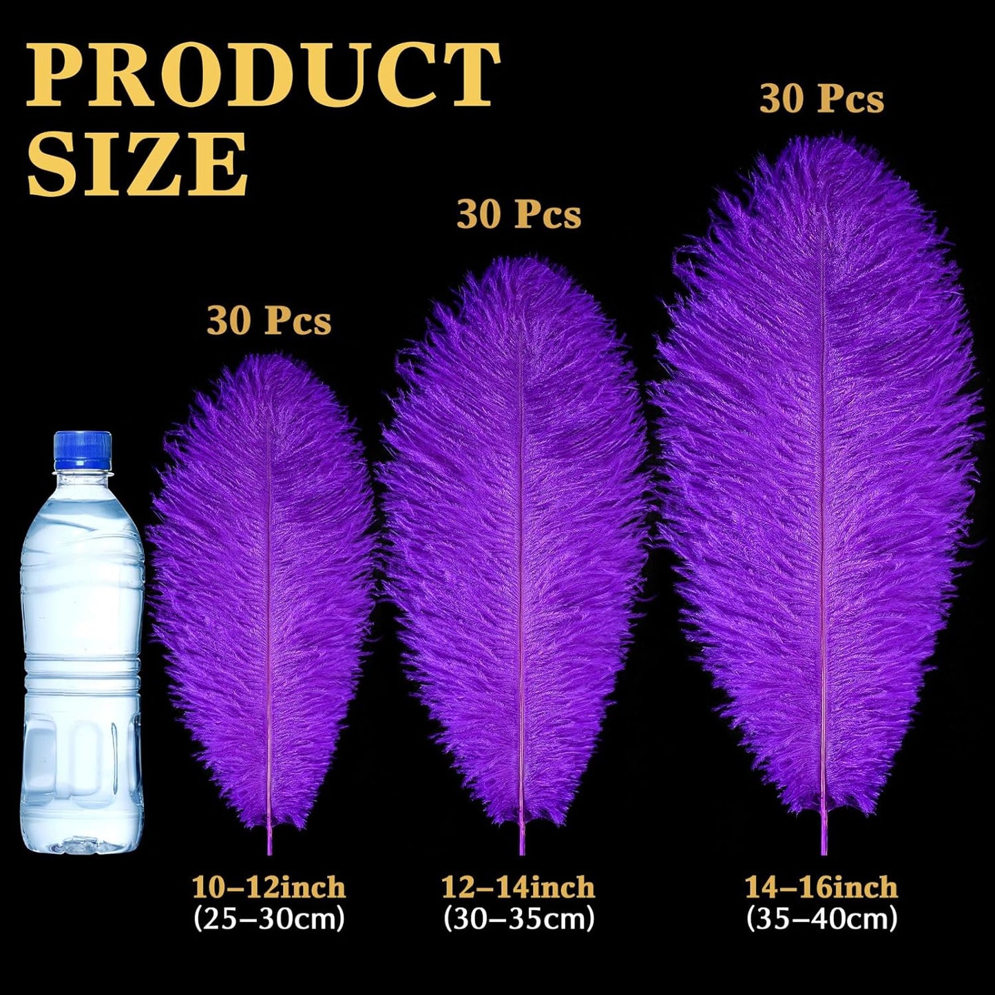 Maitys 90 Pcs Large Natural Ostrich Feathers Bulk 14-16 Inch (35-40cm) 12-14 Inch (30-35cm) 10-12 Inch (25-30cm) Ostrich Feathers Plumes for Centerpieces Wedding(Purple)