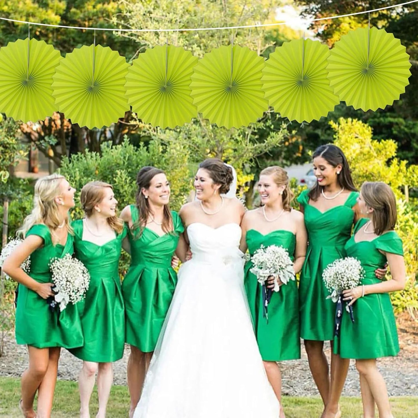 Green Graduation Party Decor,Tropical Party Decorations,Emerald Green Party Decorations,Hawaiian Themed Party Decorations,16in Hanging Paper Fans 30 Color DIY Set (Clear Green)