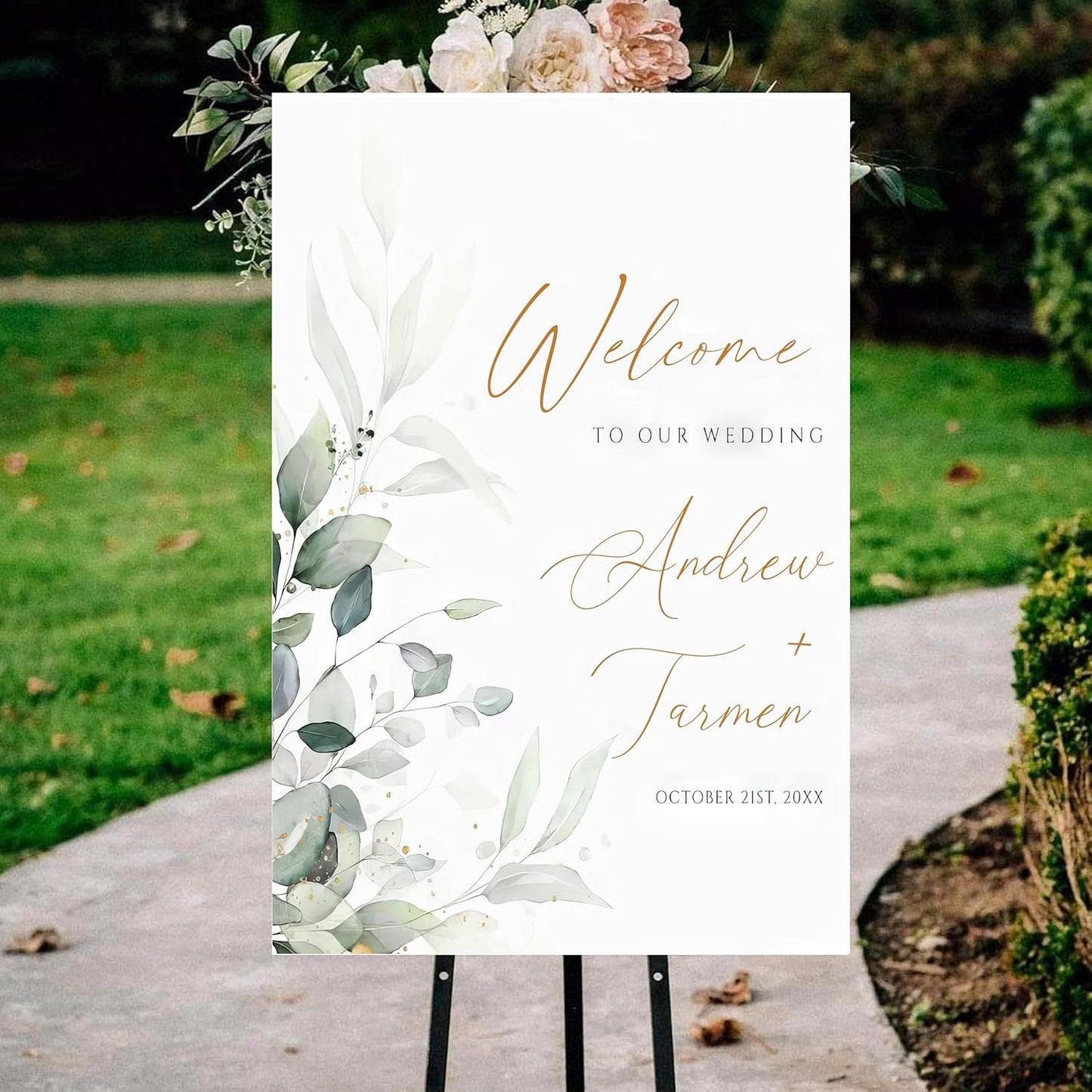 Generic Personalized Wedding Welcome Sign, 18x27 inches, Plastic, Modern Style, Landscape Orientation, Wedding Keepsake