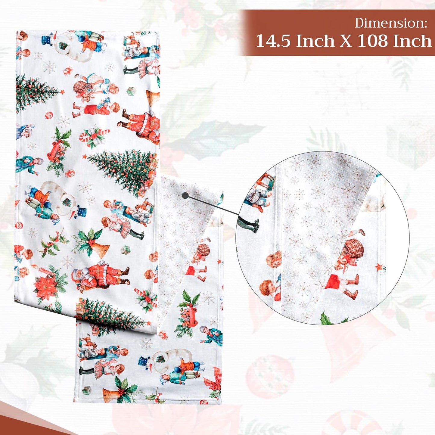 Maison d' Hermine Table Runner 100% Cotton Double Layer Table Runners 108 inches Long for Thanksgiving Christmas Decorations Home Kitchen Dining Party Wedding (Chromo, 14.5" x 108")