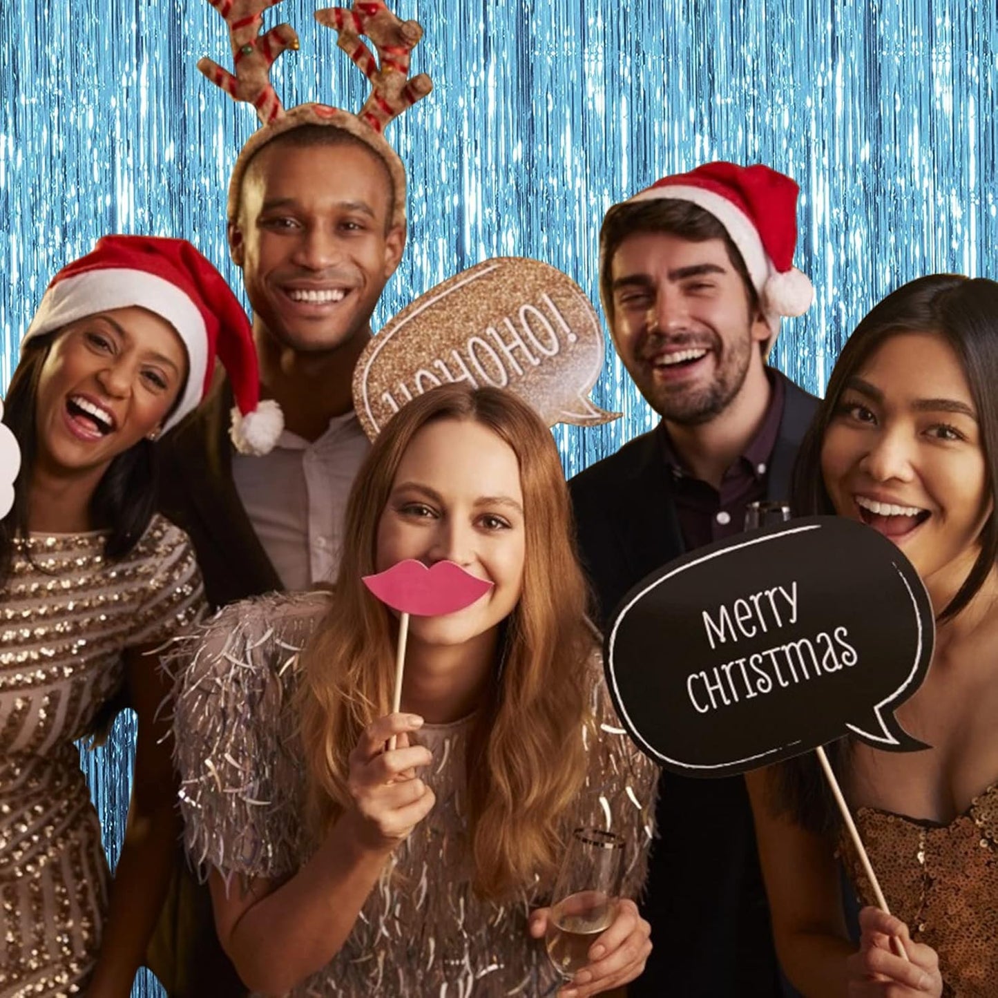 20 Pack Blue Backdrop Curtain Tinsel Streamers Ocean Themed Decor Birthday Party Decorations Foil Fringe Backdrop Graduation Baby Shower Bachelorette Winter Party Decorations Supplies