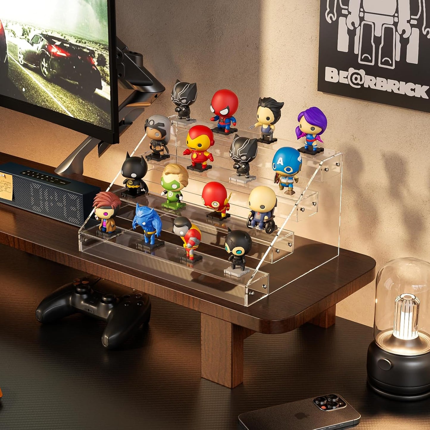 Acrylic Display Risers,12inch 4 Tier Clear Display Shelf, Perfume organizer Stand, Makeup Display Stands, Cupcake Stand Holder,Dessert Shelves, Riser Stand for Figures, Acrylic Shelves for Display