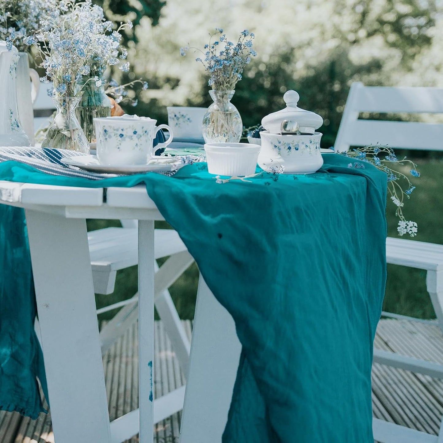 6 Pack Cheesecloth Table Runner 10Ft Christmas Gauze Boho Table Runners for Wedding Decor Bridal Shower Decorations(35" x 120")