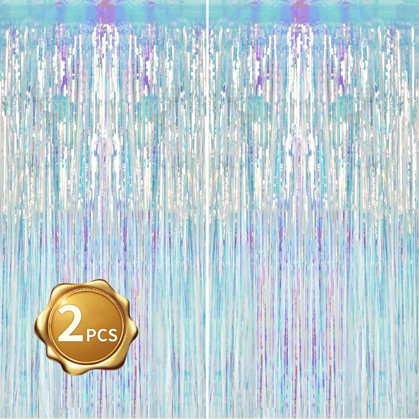 BEISHIDA 2 Pcs Door Streamers Curtain Iridescent Streamers Baby Shower Party Streamers Backdrop Party Decorations Wall Background Photo Booth Props(3.28 ft x 6.56 ft)