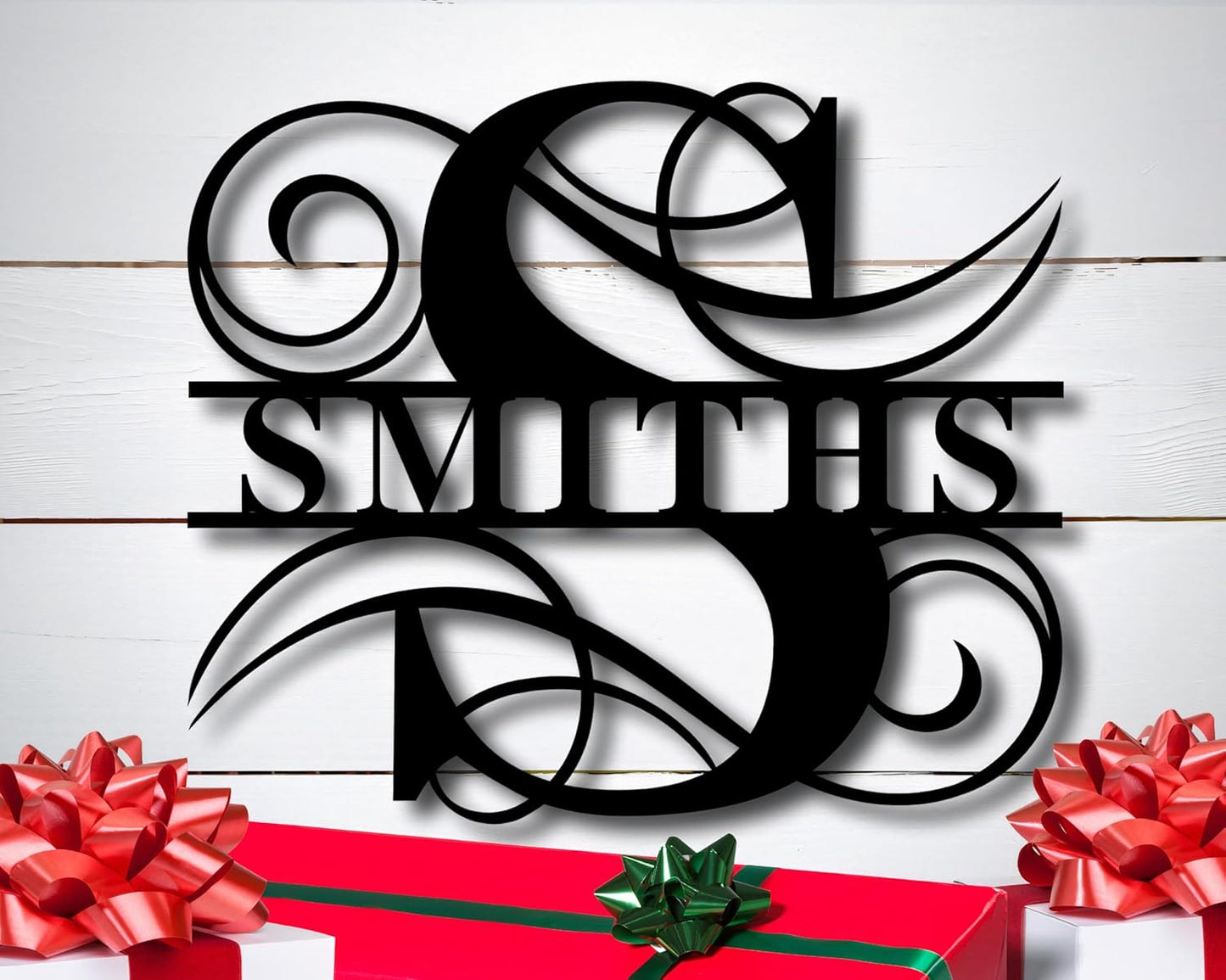 Personalized Metal Name Signs, Split Letter Monogram Wall Decor, Custom Last Name Sign, Family Name Sign for Outdoor, Personalized Wedding Gift, Garden Decor, Metal Wall Art, Housewarming Gift (MonogramDesign_6)