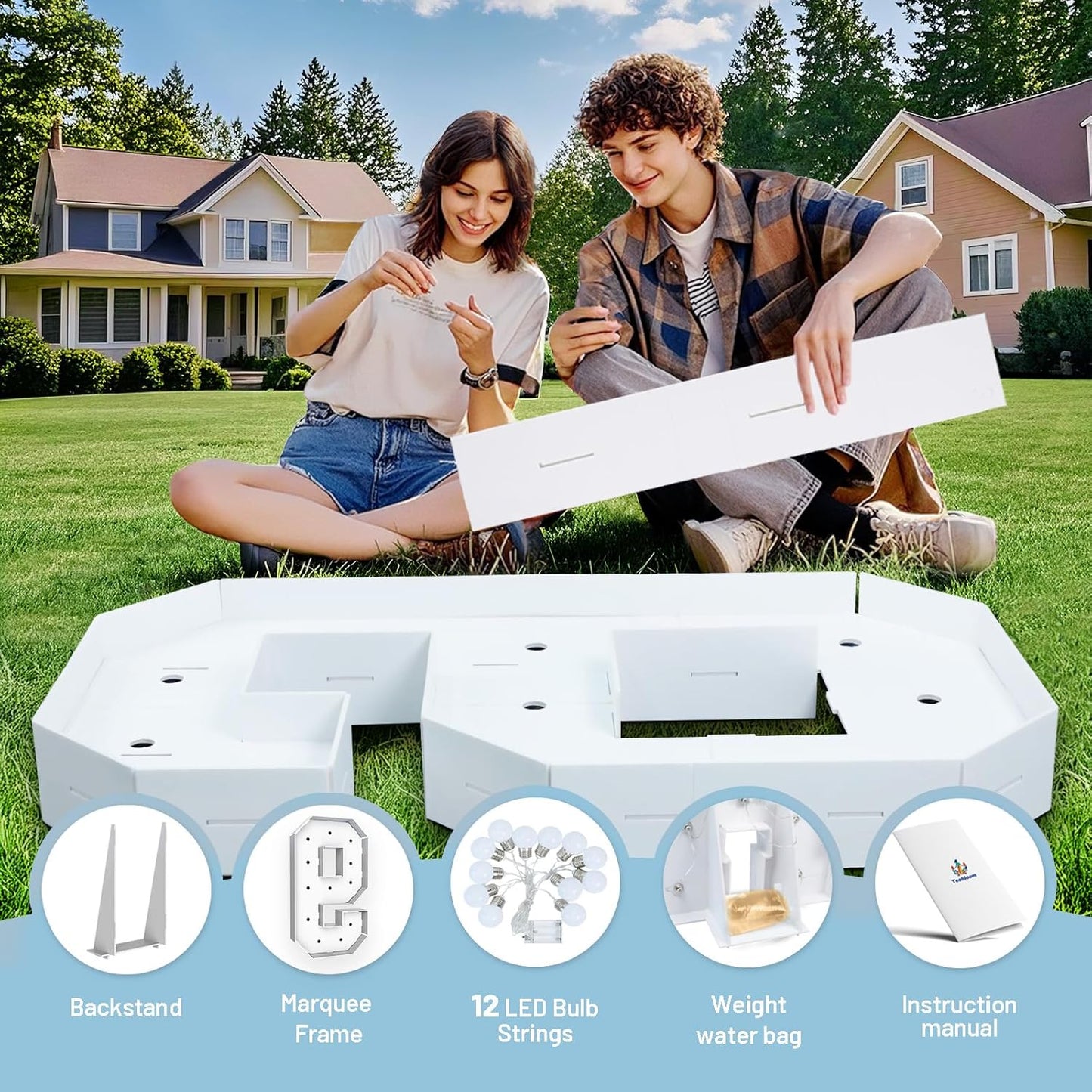 4FT Marquee Light Up Numbers 9,Party Decoration Large Marquee Light Up Letters with Weighted Water Bag,Pre-cut Foam Board Set Can Be Used for Birthdays,Weddings,Baby Anniversaries