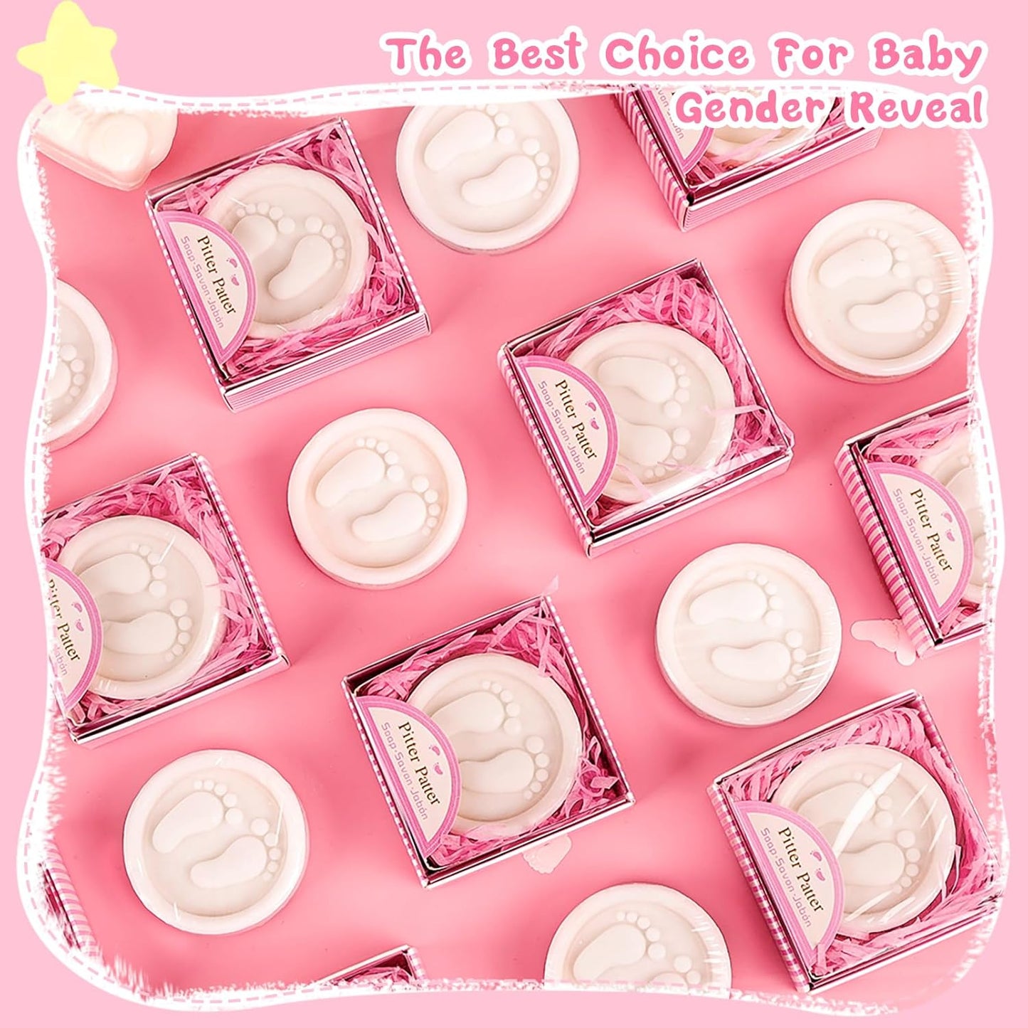 AIXIANG Baby Shower Favors Soaps Handmade Pink Gift Boxed Little Baby-feet Scented Soap Favors for Baby Girl Baby Shower Favors and Decorations (12 Pack, Baby Girls Baby Shower Favors)