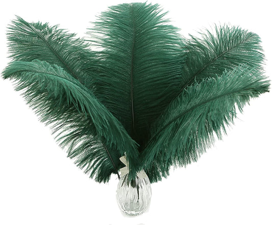 Ballinger Green Long Ostrich Feathers - 12Pcs 14-16inch Large Feathers for Tall Vase,Wedding Party Centerpieces and Holiday Home Decor