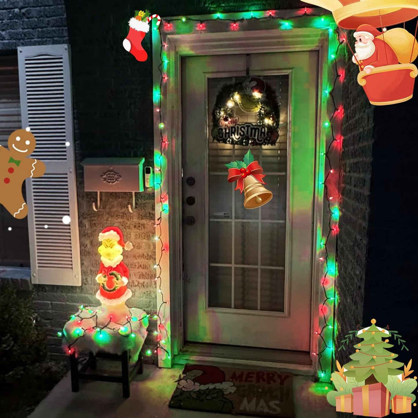 YEGUO 200 LED 66ft Christmas Lights Outdoor Waterproof, Red and Green String Lights Indoor, Green Wire Twinkle Tree Lights Plug in with Timer Memory 8 Modes