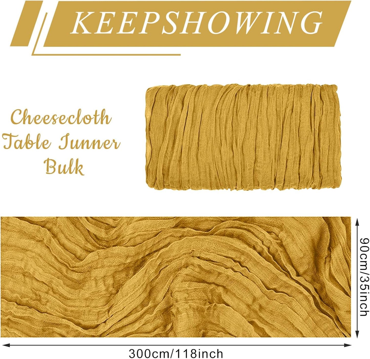 12 Pack Cheesecloth Table Runner, Runner Gauze Boho Wedding Decor Romantic Table Runner for Wedding Birthday Party(35" x 118")(Ginger)