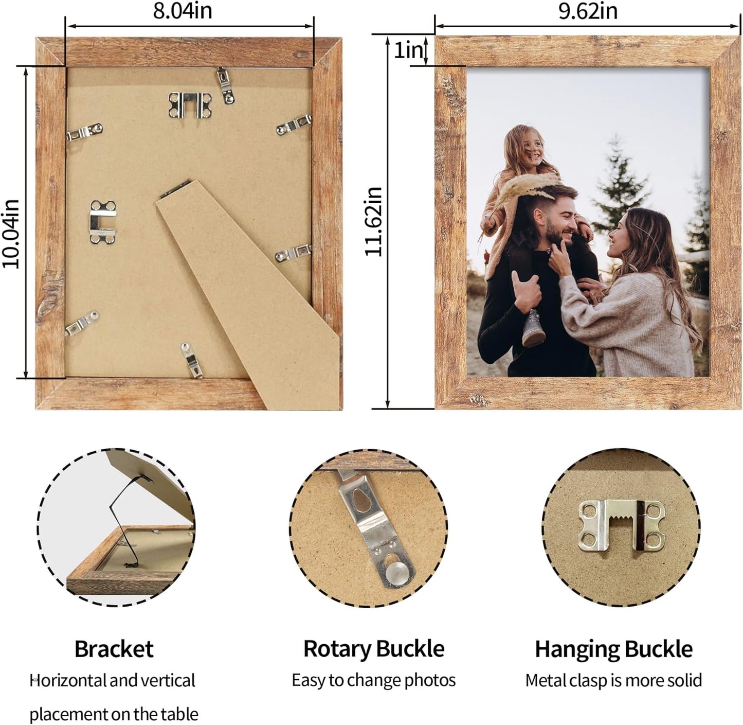 8x10 Picture Frame Set of 4 with High Definition Real Glass, Mixed Color Wood Photo Frames for Desktop Display and Wall Mounting