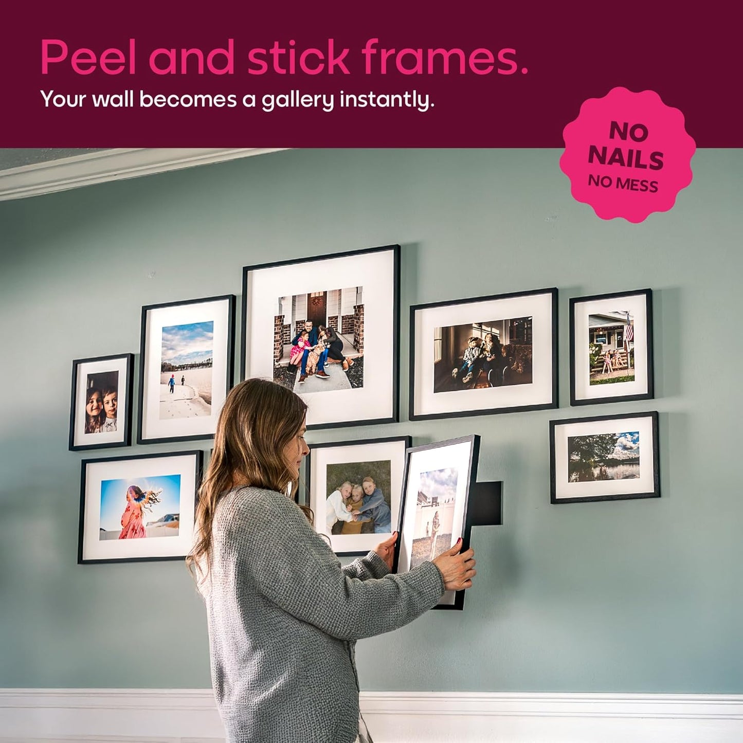 Mixtiles Official - Custom Photo Tiles - Personalized Printed Photos - Magnetic Wall Frames - Adhesive Sticker, No Nails - Various Sizes and Frames - XL-Portrait-set-Tile - Canvas Frame