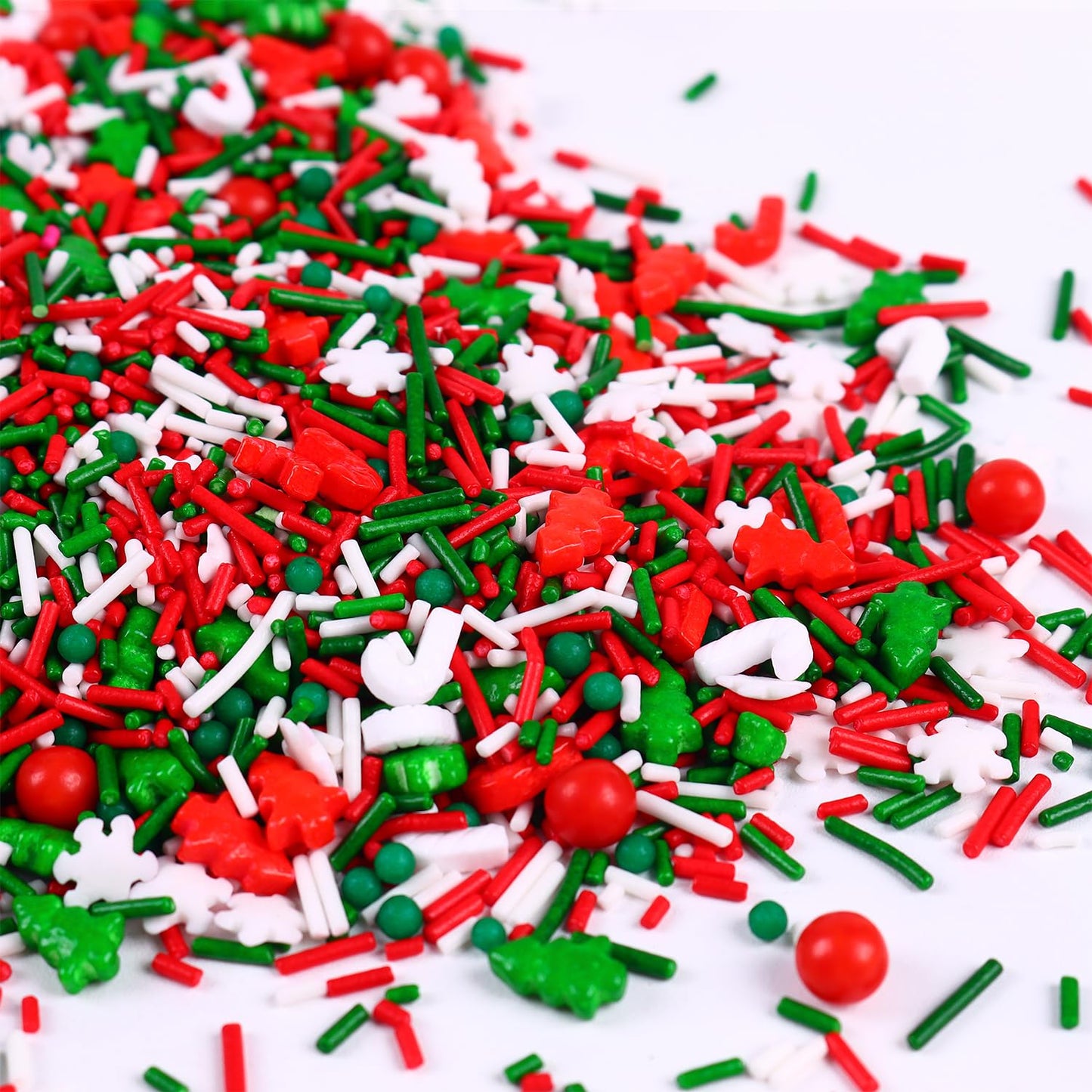 Edible Christmas Sprinkles for Cookies, Red and Green Sprinkle, Christmas Jimmies Sprinkles, Tree Candy Sprinkle for Cupcakes, Cake, Macaron, Cookies, and Cakecicles(120g/4.23oz)