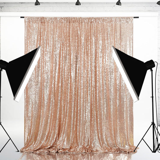 Eternal Beauty Rose Gold Sequin Backdrop, 20x10 Ft Glitter Background Curtains for Shimmer Photography Party Wedding Birthday Back Drop Decor
